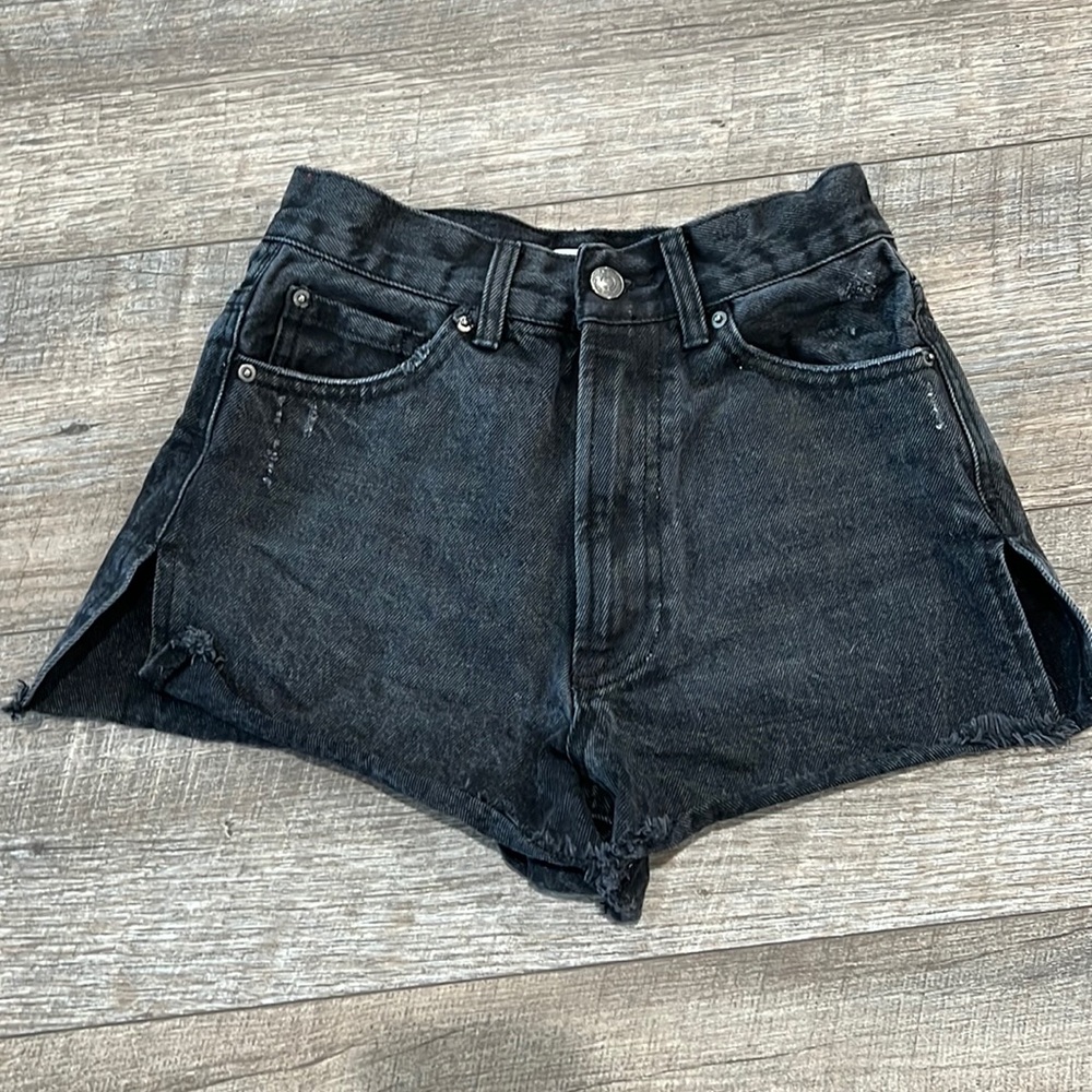 High-Waisted Distressed Black Jean Cut Off Shorts Size XS